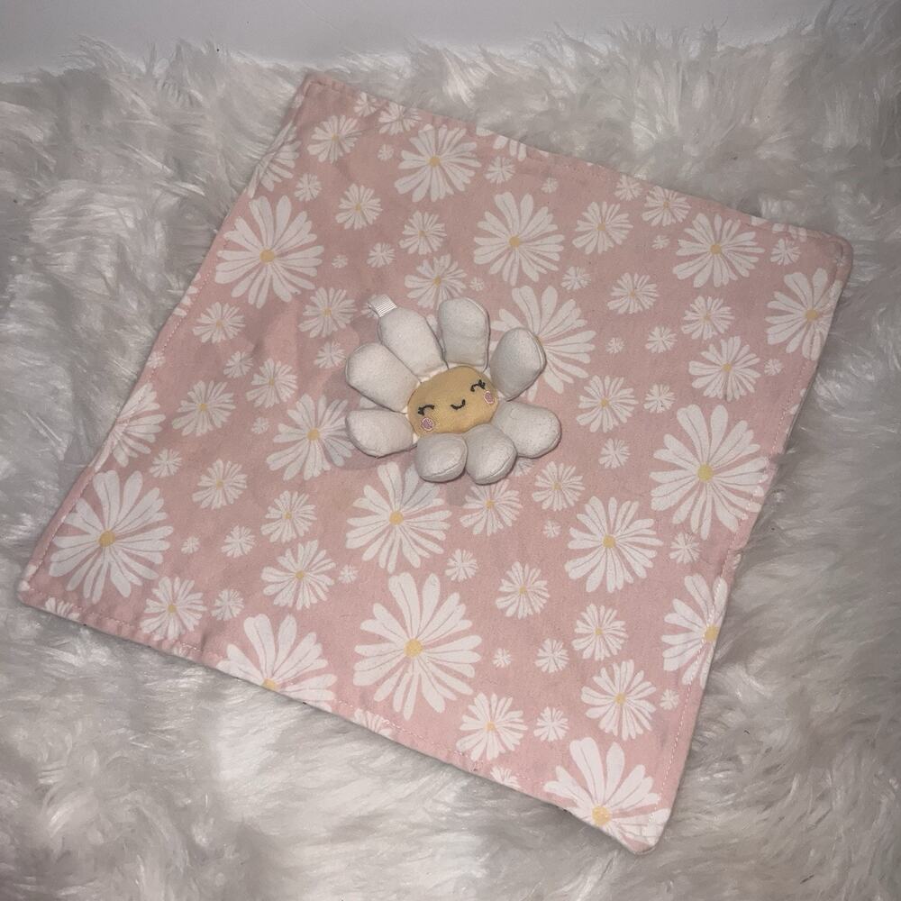 Bon Bebe Lovie Lovey Daisy Flower Security Blanket Pink Plush Baby Floral
